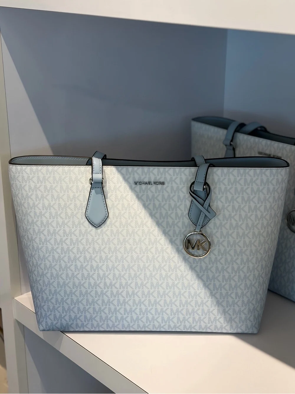 Michael Kors Ombre Pale Blue MK Signature Tote Shoulder Bag